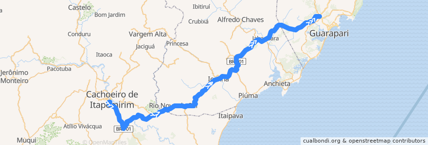 Mapa del recorrido 26 Cachoeiro de Itapemirim x Guarapari via Jaqueira de la línea  en اسپیریتو سانتو.