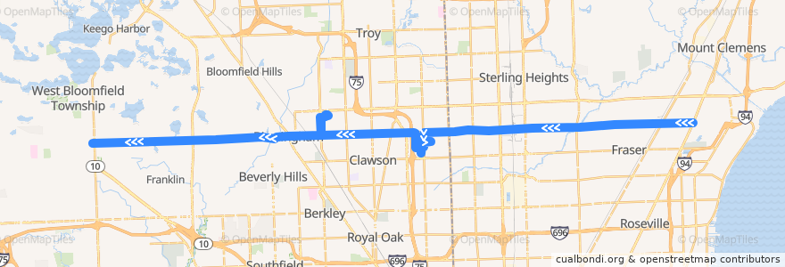 Mapa del recorrido 780 WB: Gratiot => Orchard Lake via Grand Haven de la línea  en ميشيغان.