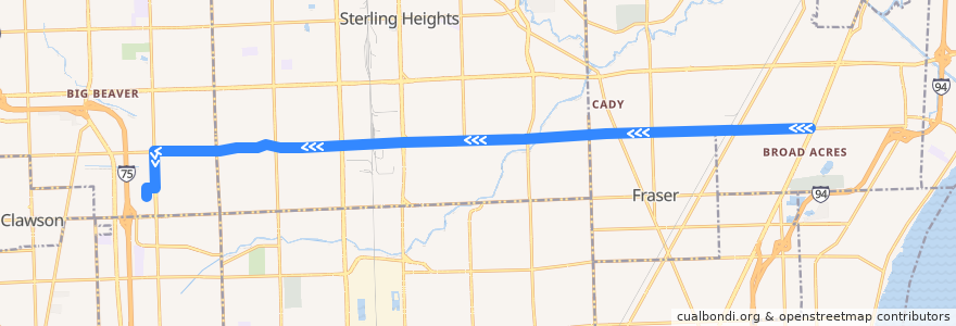 Mapa del recorrido 780 WB: Gratiot => Oakland Mall de la línea  en Macomb County.