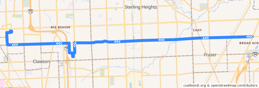 Mapa del recorrido 780 WB: Gratiot => Somerset de la línea  en Michigan.