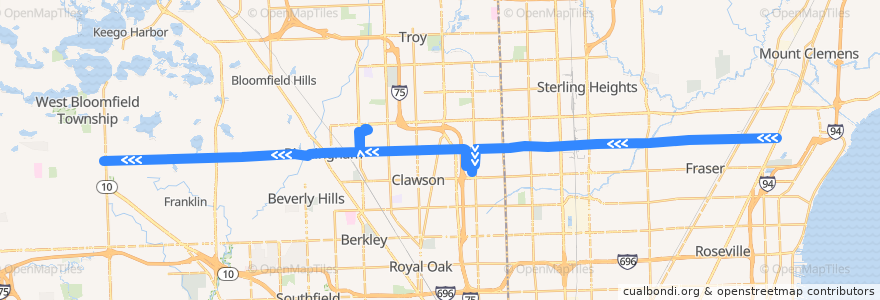 Mapa del recorrido 780 WB: Gratiot => Orchard Lake de la línea  en ميشيغان.
