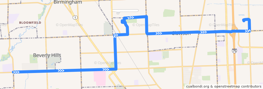 Mapa del recorrido 760 EB: Evergreen => Oakland Mall de la línea  en Oakland County.