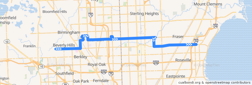 Mapa del recorrido 760 EB: Evergreen => Little Mack de la línea  en Michigan.