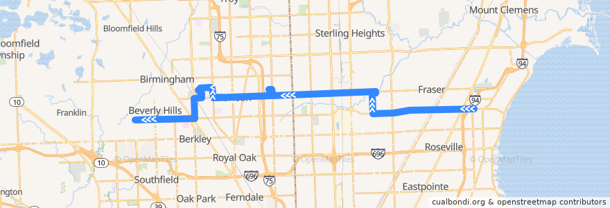 Mapa del recorrido 760 WB: Little Mack => Evergreen de la línea  en ミシガン州.