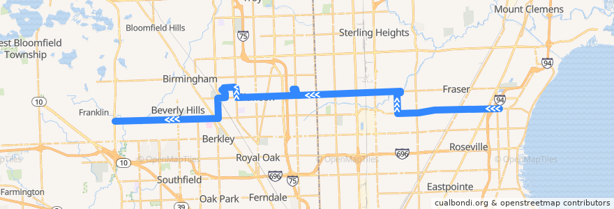 Mapa del recorrido 760 WB: Little Mack => Telegraph de la línea  en 미시간.