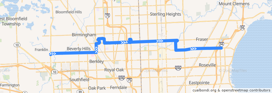 Mapa del recorrido 760 EB: Telegraph => Little Mack de la línea  en ミシガン州.