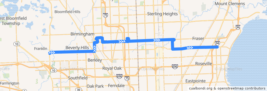 Mapa del recorrido 760 EB: Telegraph => Little Mack de la línea  en Michigan.