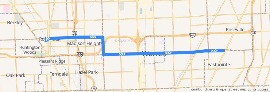 Mapa del recorrido 730 EB: Royal Oak => Gratiot de la línea  en Míchigan.