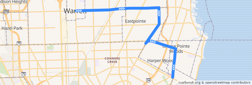 Mapa del recorrido 730 EB: Van Dyke => Mack/Moross de la línea  en ميشيغان.