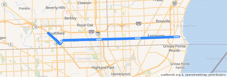 Mapa del recorrido 710 WB: Mack => Evergreen de la línea  en ميشيغان.