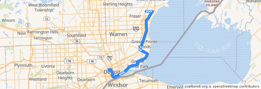 Mapa del recorrido 610 SB: 15 Mile => WSU de la línea  en ミシガン州.