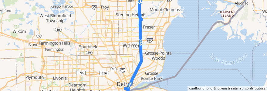 Mapa del recorrido 530 SB: Lakeside => Downtown de la línea  en Michigan.