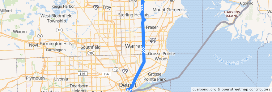 Mapa del recorrido 530 NB: Downtown => Lakeside de la línea  en Michigan.