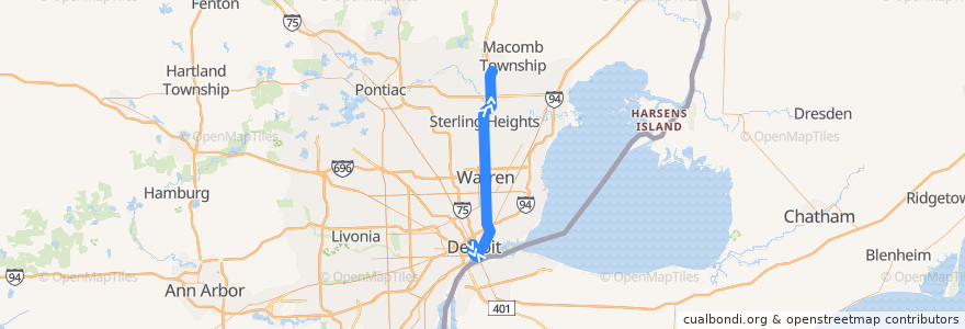 Mapa del recorrido 515 NB: VA Hospital => 23 Mile de la línea  en ミシガン州.