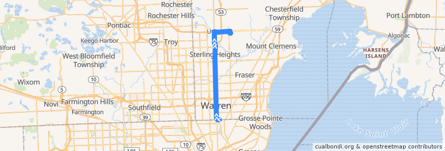 Mapa del recorrido 510 NB: Bel-Air => Lakeside de la línea  en Macomb County.