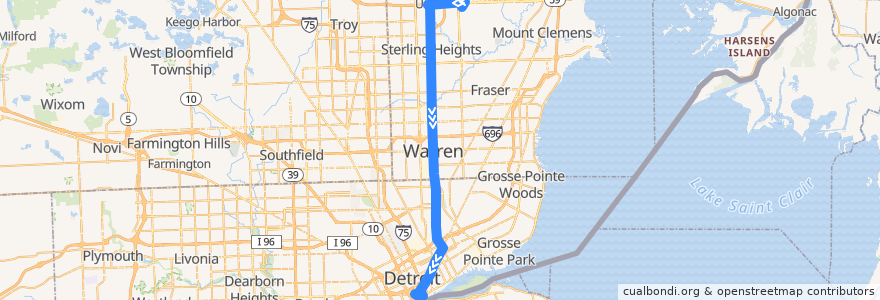Mapa del recorrido 510 SB: Lakeside => Downtown de la línea  en Michigan.
