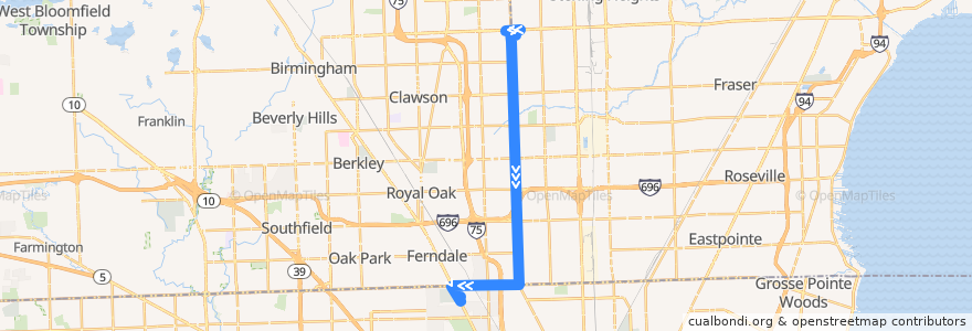 Mapa del recorrido 494 SB: Target => State Fair de la línea  en Michigan.