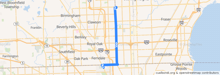 Mapa del recorrido 494 NB: State Fair => Target de la línea  en 密歇根州.