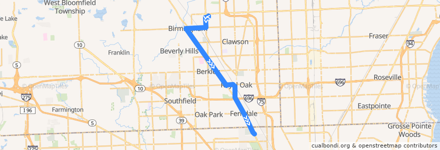Mapa del recorrido 460 SB: Somerset => State Fair de la línea  en Oakland County.