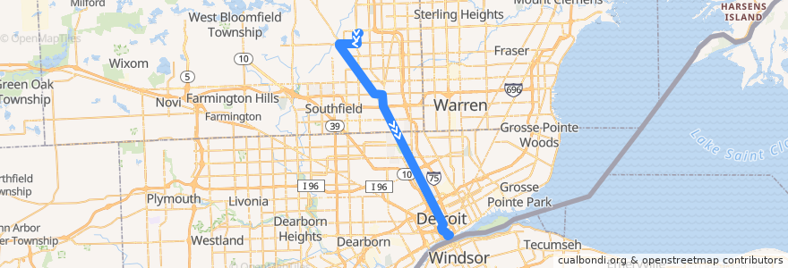 Mapa del recorrido 460 SB: Somerset => Larned de la línea  en Michigan.