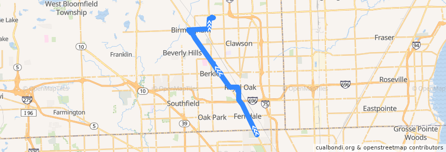 Mapa del recorrido 460 NB: State Fair => Somerset de la línea  en Oakland County.