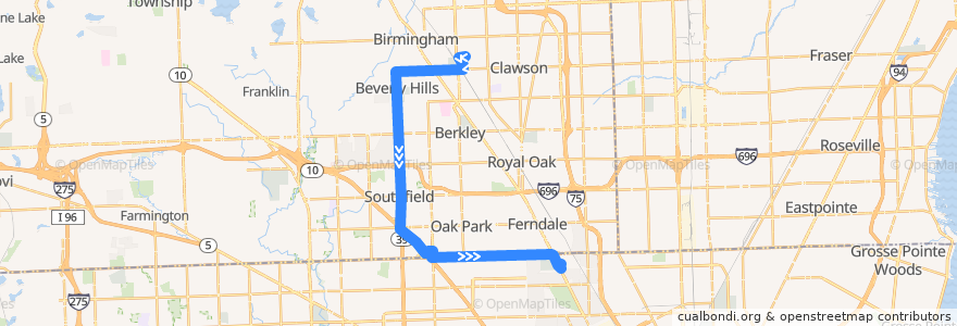 Mapa del recorrido 420 SB: Meijer => State Fair de la línea  en Oakland County.