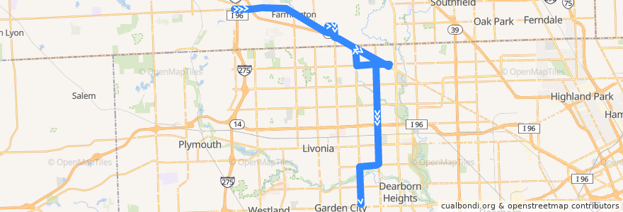 Mapa del recorrido 330 SB: Haggerty => Target via Redford SSA de la línea  en Michigan.