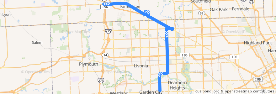 Mapa del recorrido 330 SB: Haggerty => Target de la línea  en ミシガン州.