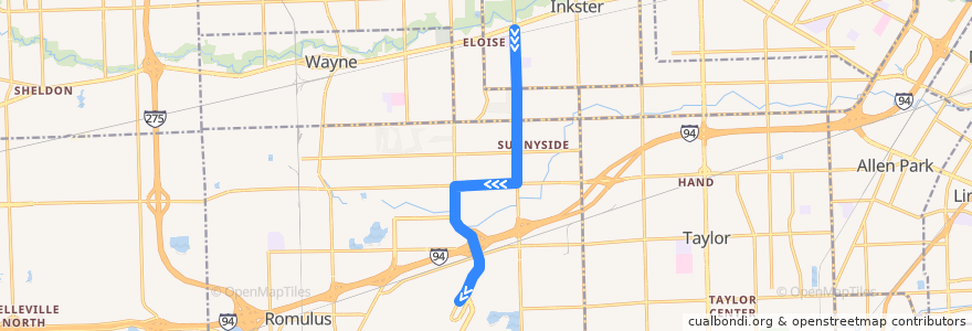 Mapa del recorrido 280 SB: Michigan => North Terminal de la línea  en مقاطعة وين.