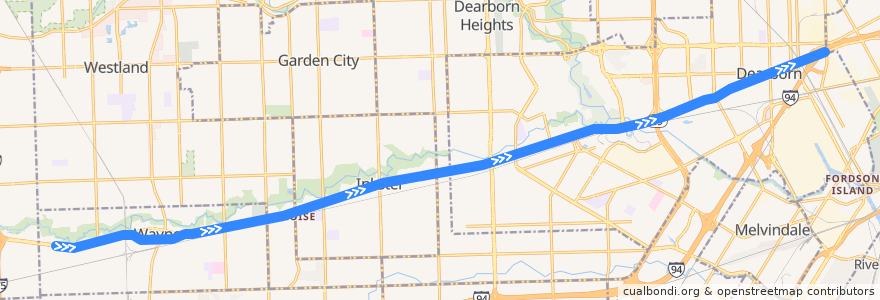 Mapa del recorrido 200 EB: John Hix => Wyoming de la línea  en Wayne County.