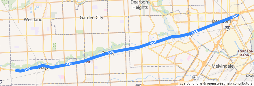 Mapa del recorrido 200 WB: Wyoming => John Hix de la línea  en Wayne County.