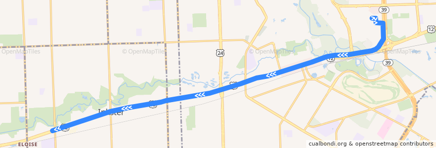 Mapa del recorrido 200 WB: Fairlane => Middlebelt de la línea  en مقاطعة وين.