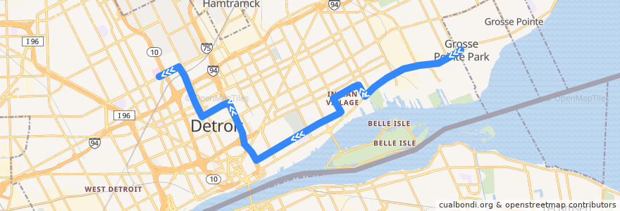 Mapa del recorrido 80 WB: Maryland => Trumbull de la línea  en Detroit.