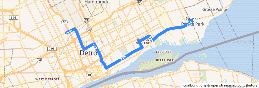 Mapa del recorrido 80 EB: Trumbull => Maryland de la línea  en Detroit.