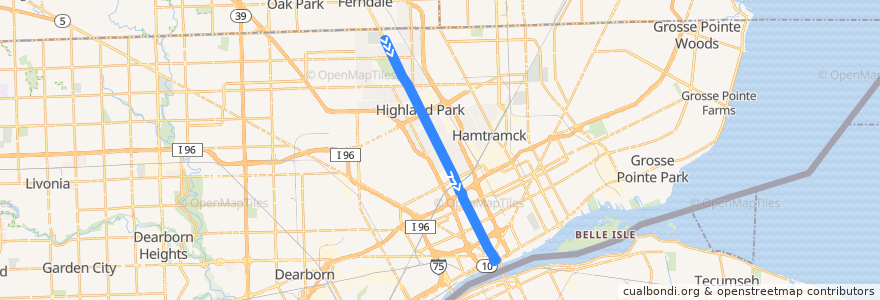 Mapa del recorrido 04 SB: State Fair => Larned de la línea  en Detroit.