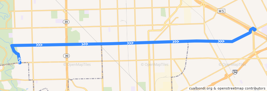 Mapa del recorrido 47 EB: Pierson Loop => Grand River de la línea  en Detroit.