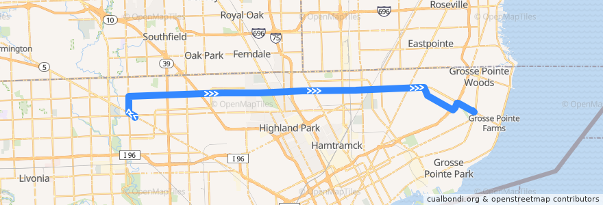Mapa del recorrido 07 EB: Meijer => Mack de la línea  en Detroit.
