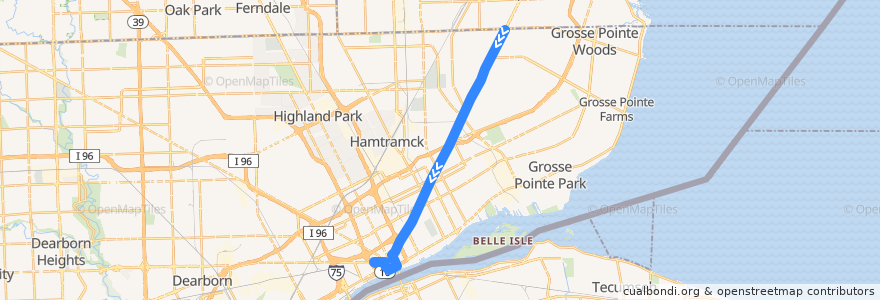 Mapa del recorrido 06 SB: Eight Mile => Third St de la línea  en ديترويت.