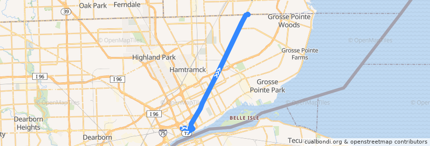 Mapa del recorrido 06 NB: Third Street => Eight Mile de la línea  en Detroit.