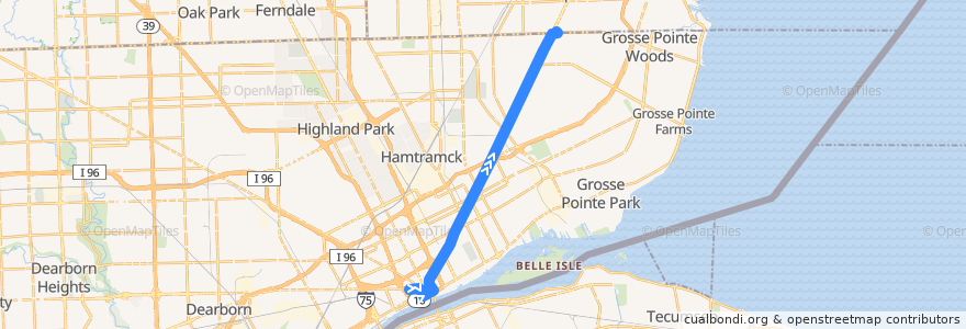 Mapa del recorrido 06 NB: Third Street => Eight Mile de la línea  en ديترويت.