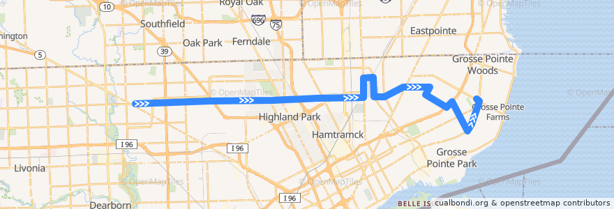 Mapa del recorrido 32 EB: Meijer => Moross de la línea  en Detroit.