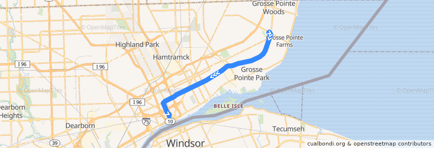 Mapa del recorrido 31 WB: Moross => Downtown de la línea  en Wayne County.