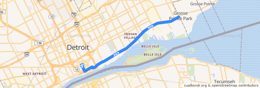 Mapa del recorrido 09 EB: Downtown => Maryland de la línea  en Detroit.