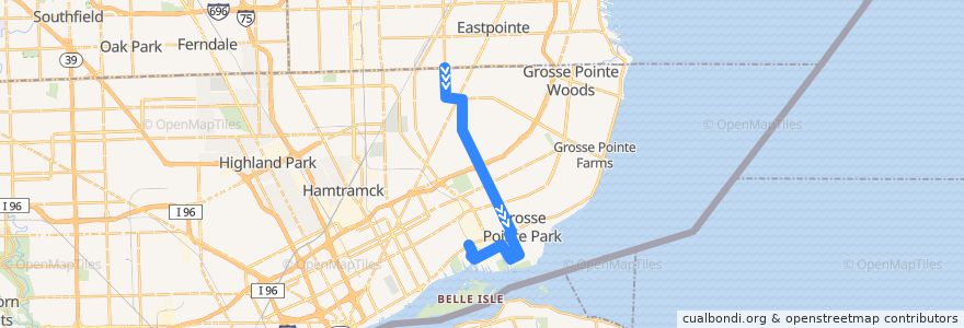 Mapa del recorrido 68 SB: Eight Mile => Jefferson de la línea  en ديترويت.