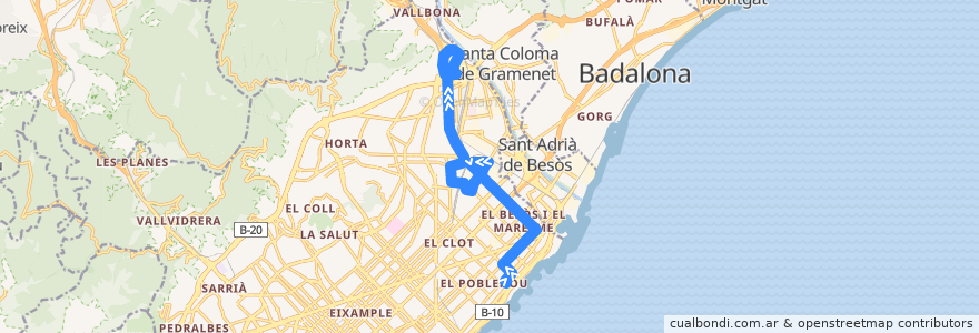 Mapa del recorrido V31 Mar Bella => Trinitat Vella de la línea  en Barcelona.