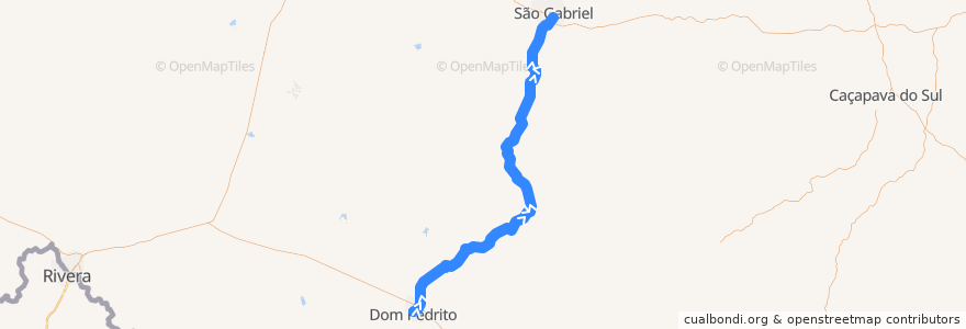 Mapa del recorrido Dom Pedrito → São Gabriel de la línea  en Rio Grande do Sul.