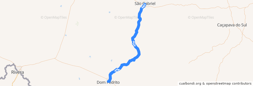 Mapa del recorrido São Gabriel → Dom Pedrito de la línea  en Риу-Гранди-ду-Сул.