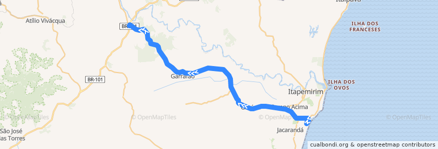 Mapa del recorrido 341/1 Marataízes - Safra de la línea  en Itapemirim.