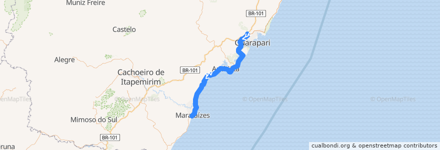 Mapa del recorrido 179/0 Guarapari - Marataízes de la línea  en 이스피리투산투.