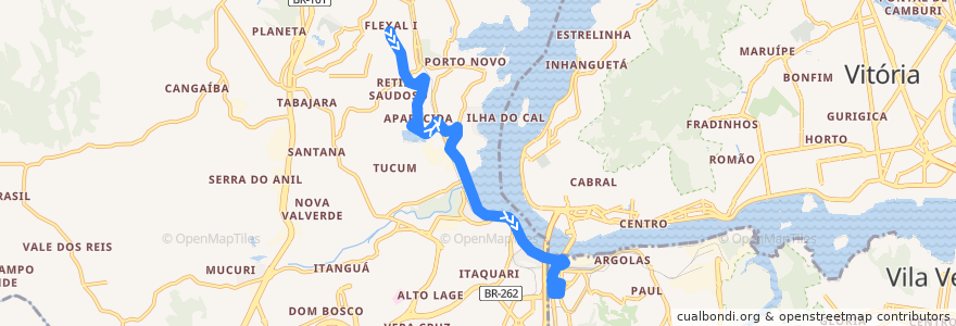 Mapa del recorrido 746 Bairro Aparecida / Terminal São Torquato via Porto Velho de la línea  en Região Metropolitana da Grande Vitória.